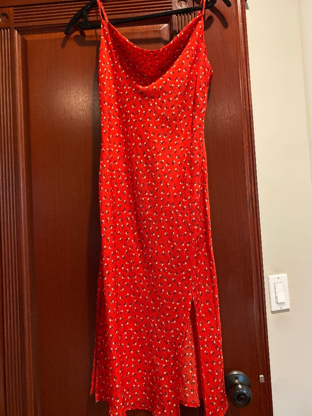 Oh POLLY RED FLORAL MIDI DRESS